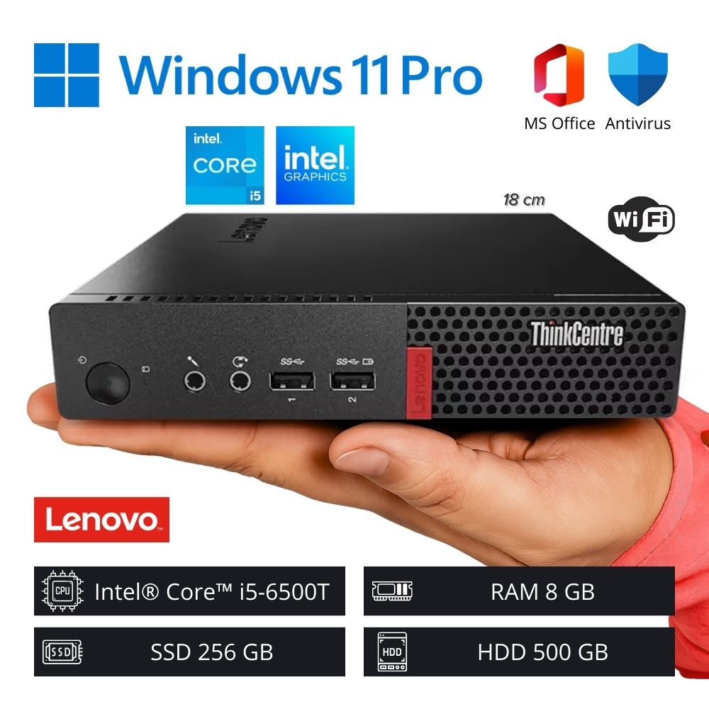 COMPUTADORA PC LENOVO INTEL CORE I5-6500T 8GB RAM 256GB SSD 500GB HDD WIFI - 1