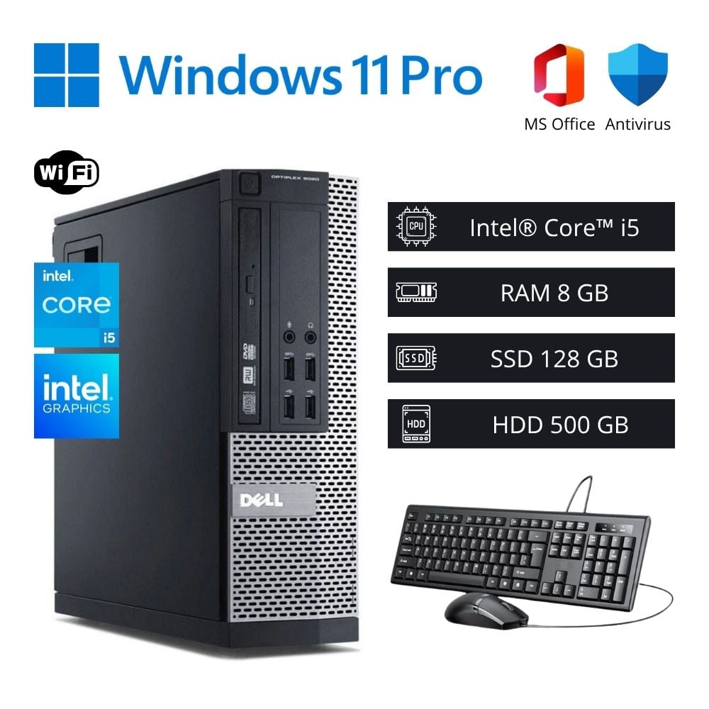 COMPUTADORA PC DELL OPTIPLEX INTEL CORE I5 3,30 GHZ 8GB RAM 128GB SSD 500GB HDD WIFI - REFURBISHED - 1