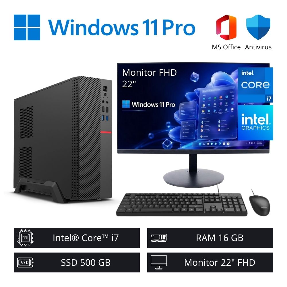 COMPUTADORA PC INTEL CORE I7 3,90 GHZ 16GB RAM 500GB SSD + MONITOR 22' FHD - 1