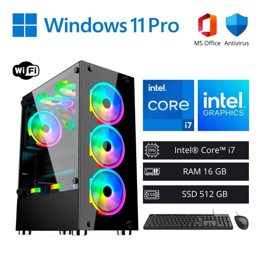Computadora PC Gamer Intel Core i7 4,00 GHz 16GB RAM 512GB SSD WiFi - 1
