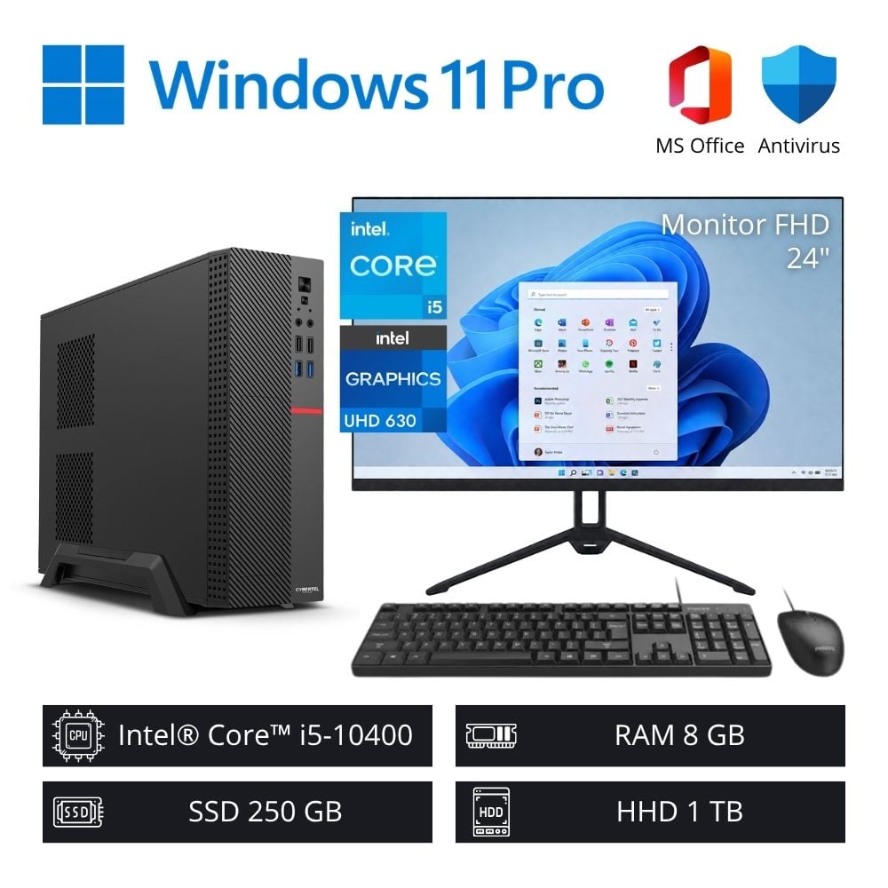 Computadora PC Intel Core i5 10ª Gen 4,30 GHz 8GB RAM 250GB SSD 1TB HDD + Monitor 24" FHD - 1