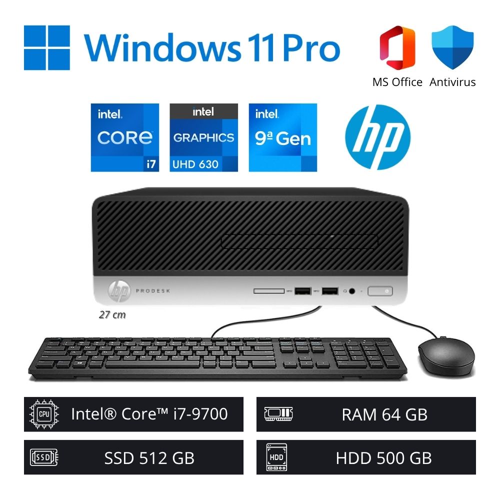 Computadora PC HP ProDesk Intel Core i7 9ª Gen 4.70GHz 64GB RAM 512GB SSD 500GB HDD | Refurbished - 1