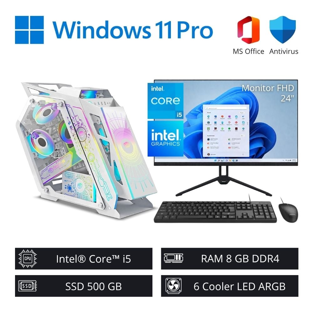 Computadora PC Gamer Intel Core i5 3,50 GHz 8GB RAM 500GB SSD + Monitor 24” FHD - 1