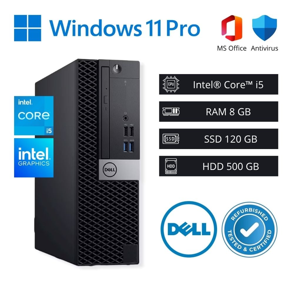 COMPUTADORA PC DELL OPTIPLEX INTEL CORE I5 7ª GEN 3,80 GHZ 8GB RAM 120GB SSD 500GB HDD - REFURBISHED - 1