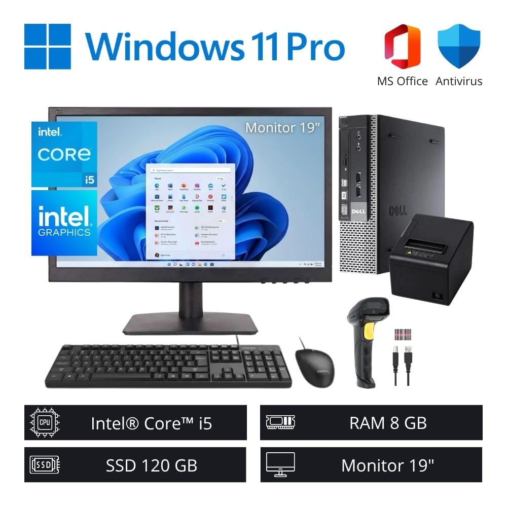 Computadora PC Punto de Venta Intel Core i5 3,30 GHz 8GB RAM 120GB SSD + Monitor 19” - Refurbished - 1