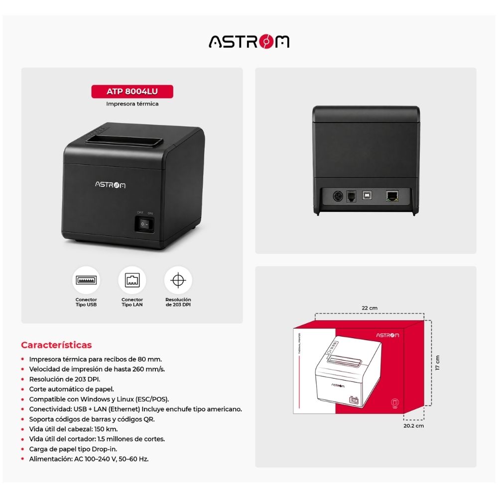 Impresora térmica 80 mm - USB - Red - 5