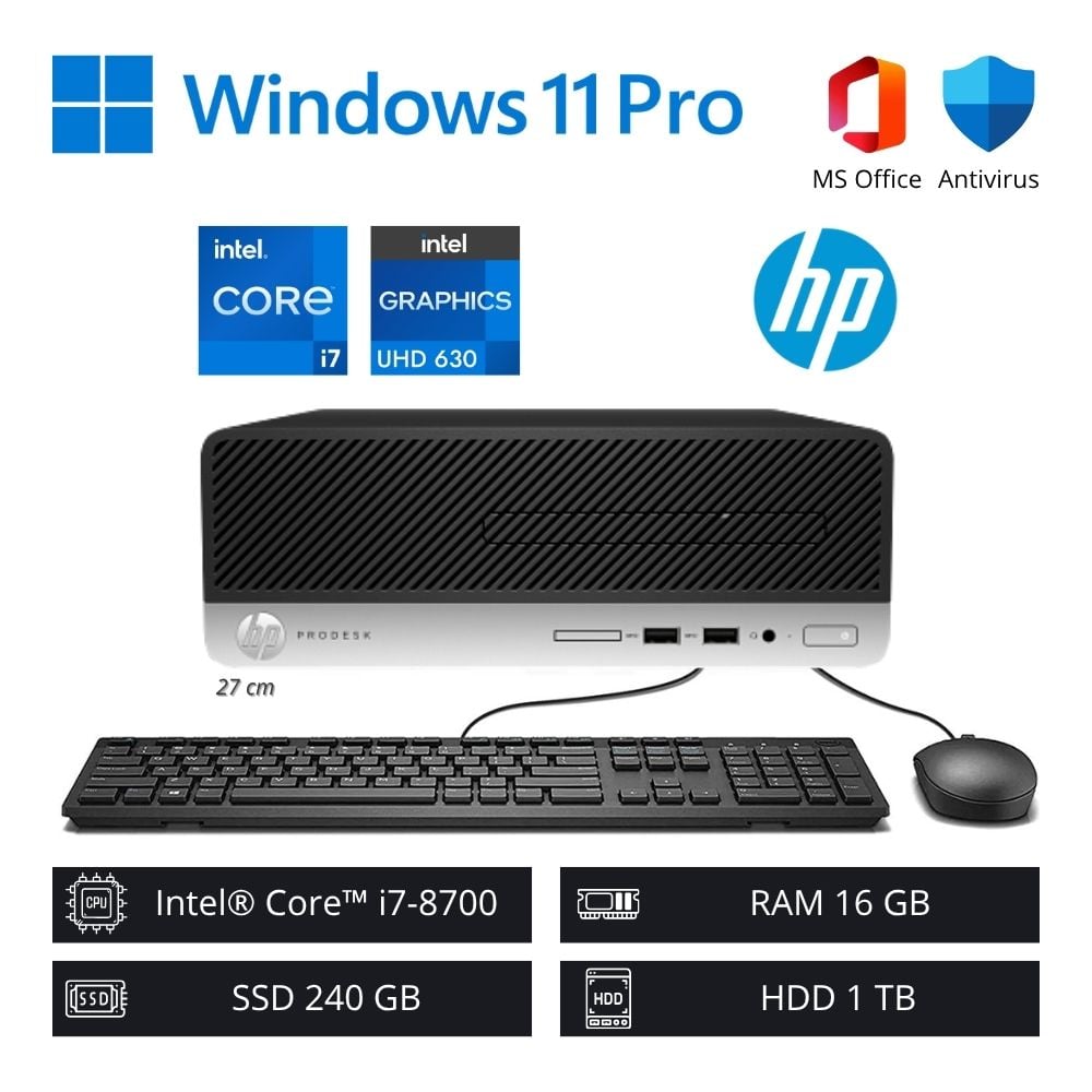 Computadora PC HP ProDesk Intel Core i7 8ª Gen 4.60GHz 16GB RAM 240GB SSD 1TB HDD | Refurbished - 1