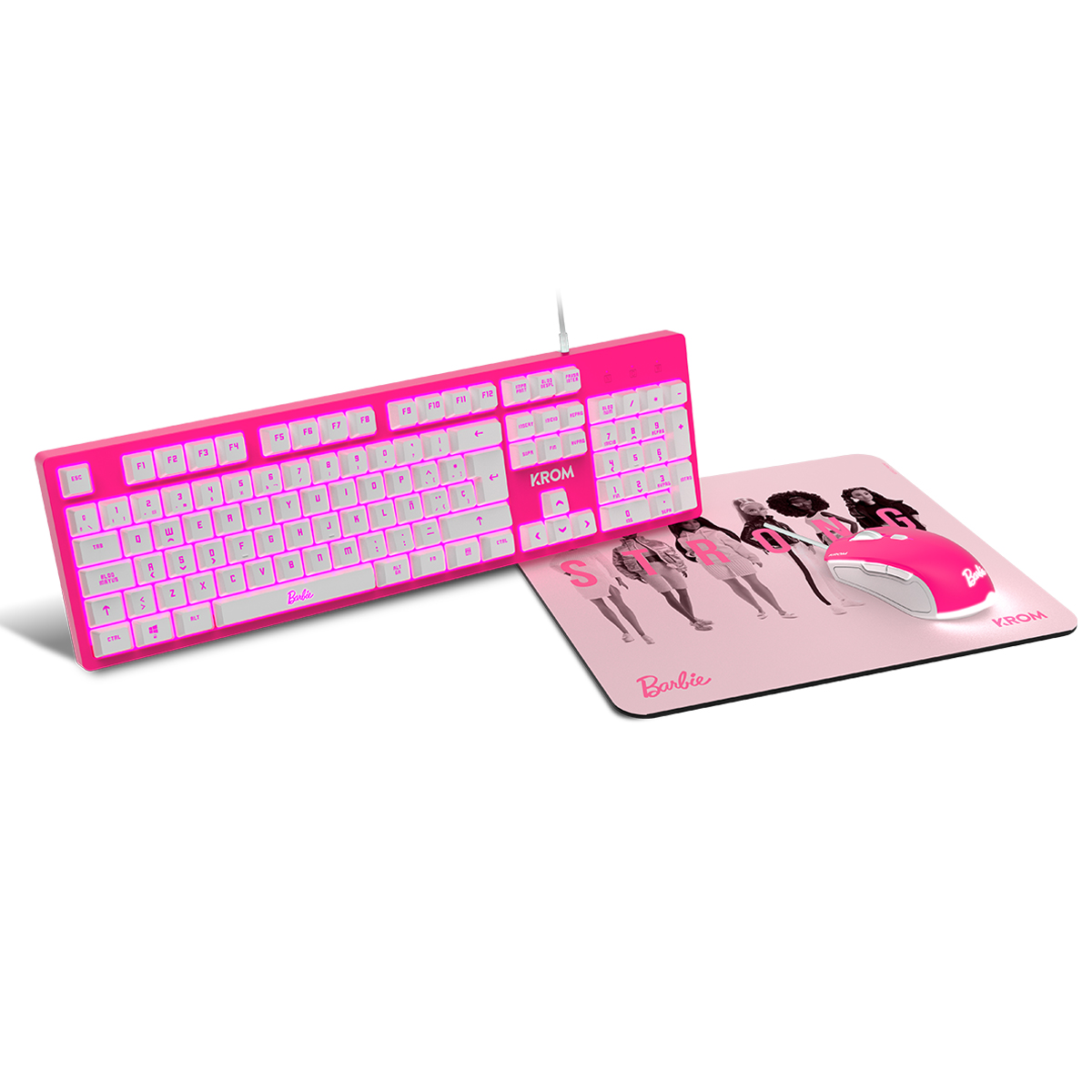 COMBO KROM KANDY BARBIE 3 EN 1 TECLADO + MOUSE + PAD MOUSE - 2