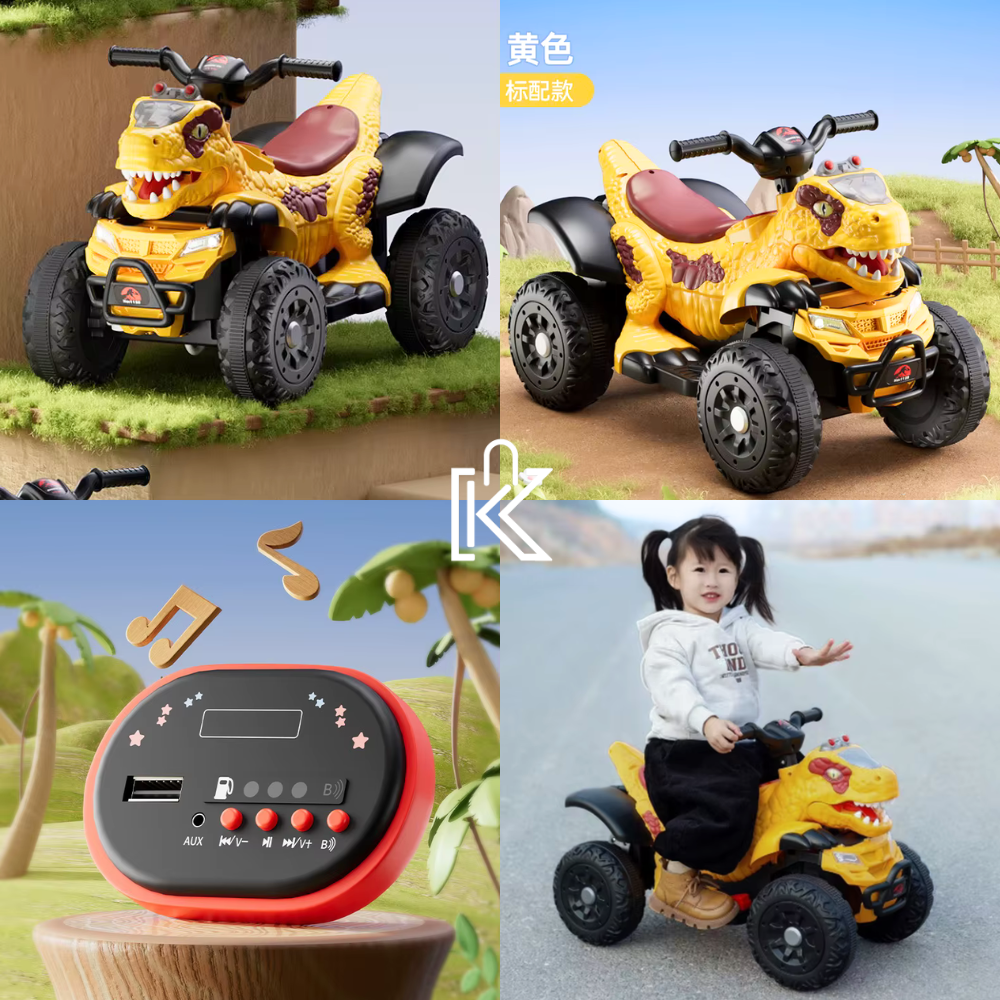 CUATRIMOTO DE DINOSAURIO A BATERÍA CON LUZ LED Y SONIDO - 2