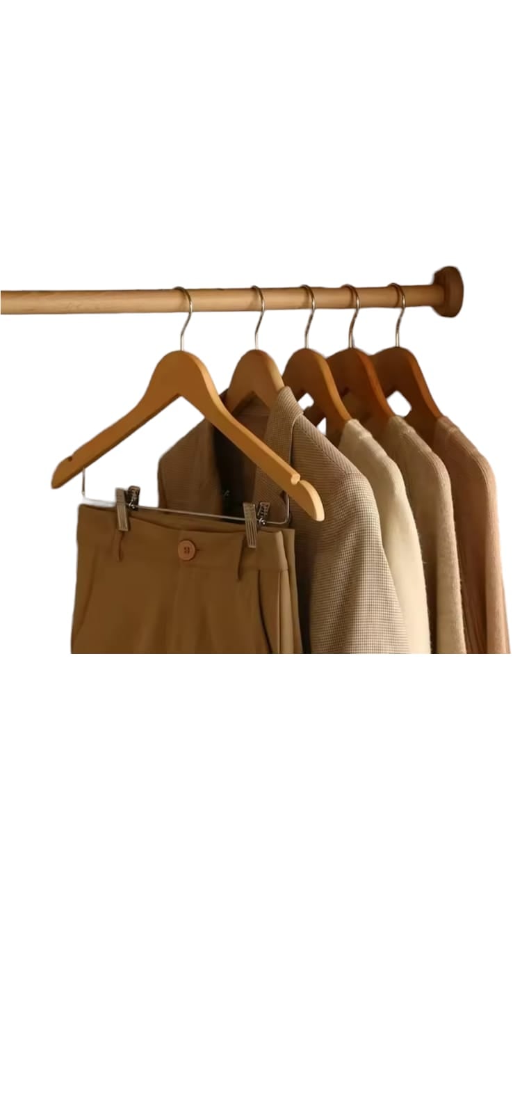 COLGADORES DOBLE FUNCION PARA ROPA DE MADERA Y METAL INOX. PACK DE 24 UNIDADES - 2