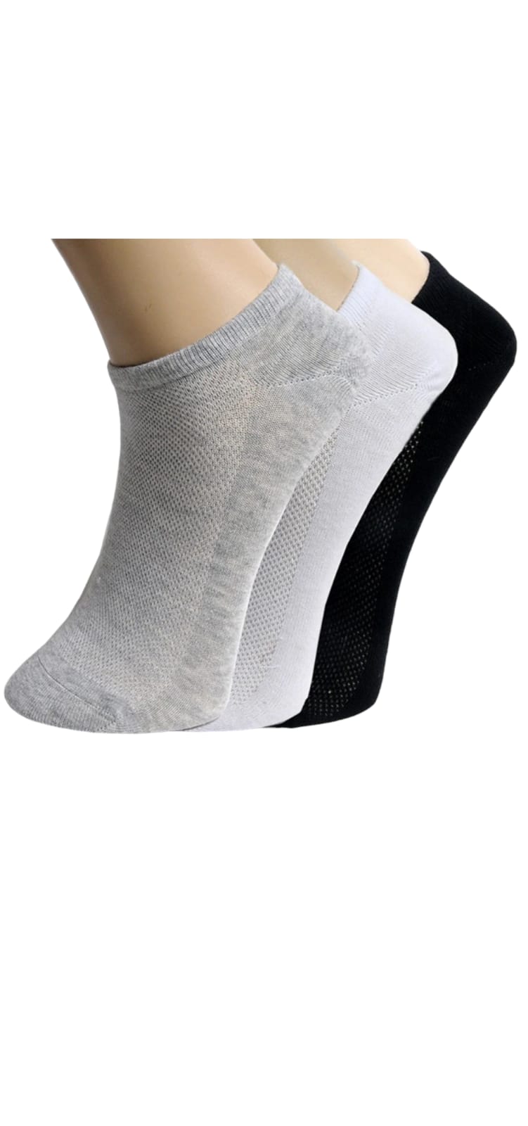 CALCETINES DE ALGODON, MEDIAS UNISEX TRES COLORES. 12 PARES. - 1