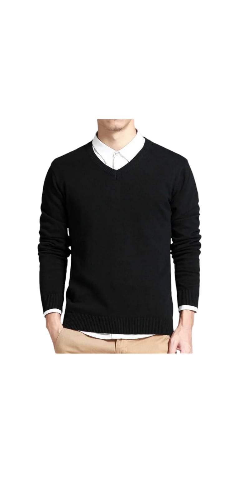 CHOMPAS DE HILO CUELLO V ELEGANTE PARA HOMBRE - 1