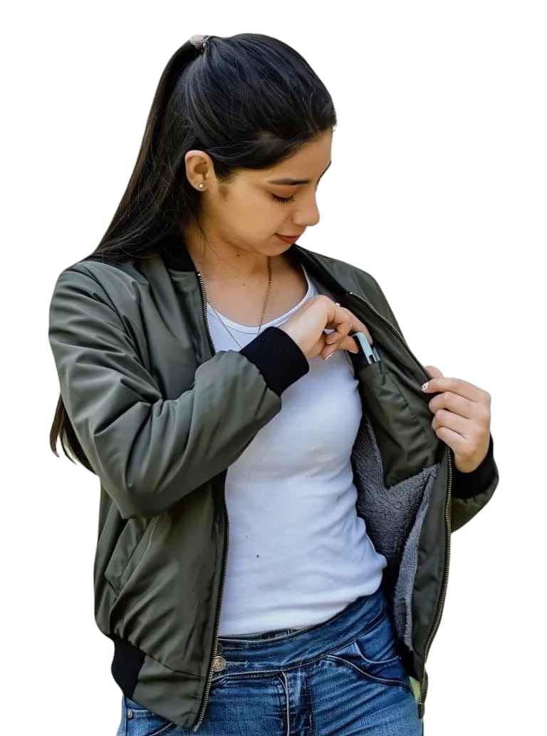 CASACA BOMBER ABRIGADOR SEMI-IMPERMEABLE PARA DAMA - 1