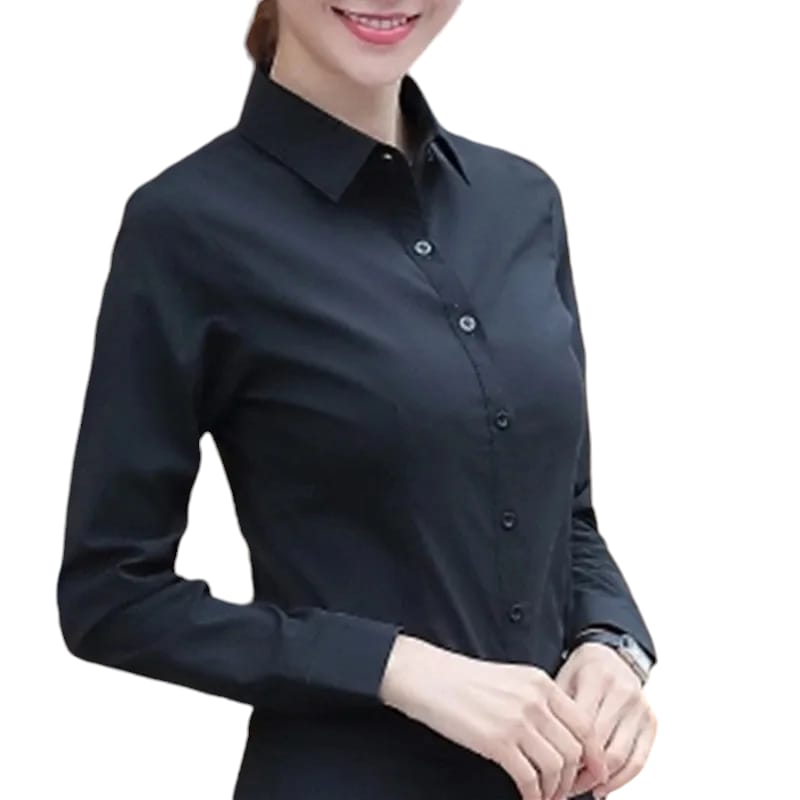 BLUSA DE VESTIR, CAMISA ELEGANTE DE ALGODON MANGA LARGA PARA DAMA - 1