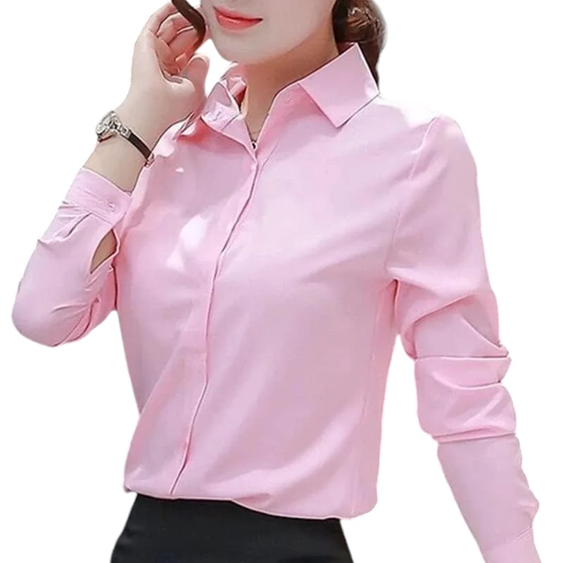 BLUSA DE VESTIR, CAMISA ELEGANTE DE ALGODON MANGA LARGA PARA DAMA - 1