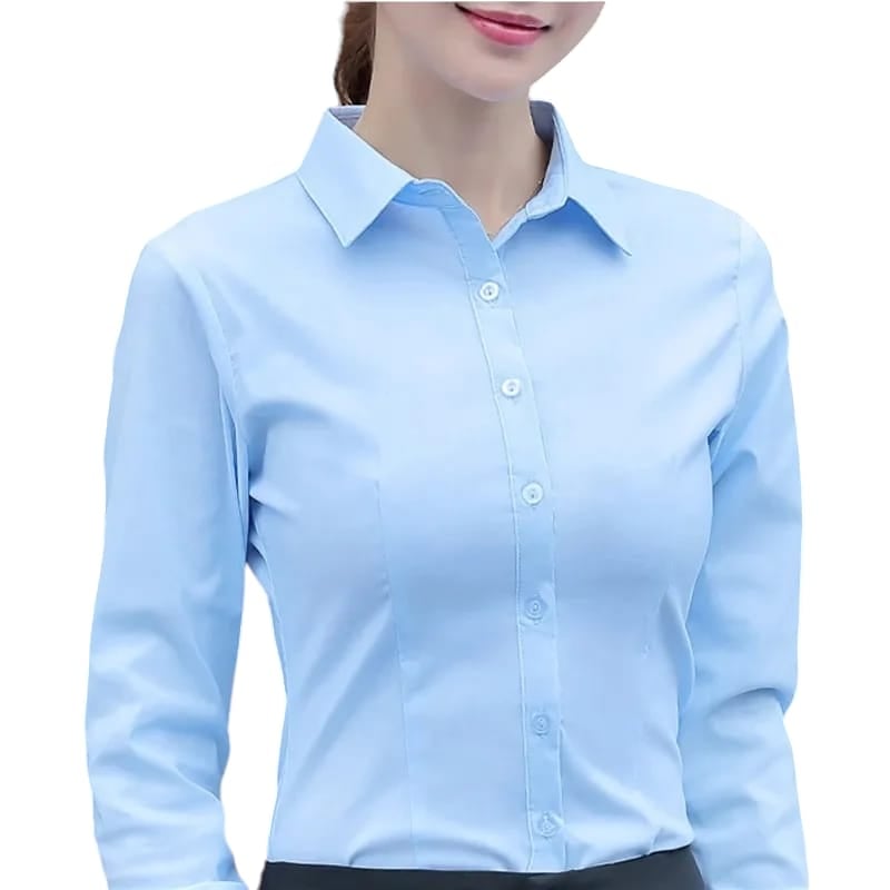 BLUSA DE VESTIR, CAMISA ELEGANTE DE ALGODON MANGA LARGA PARA DAMA - 1