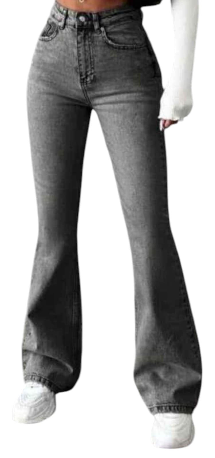 PANTALONES JEANS MODELO SIRENA CON UN BOTON PARA DAMA - 1