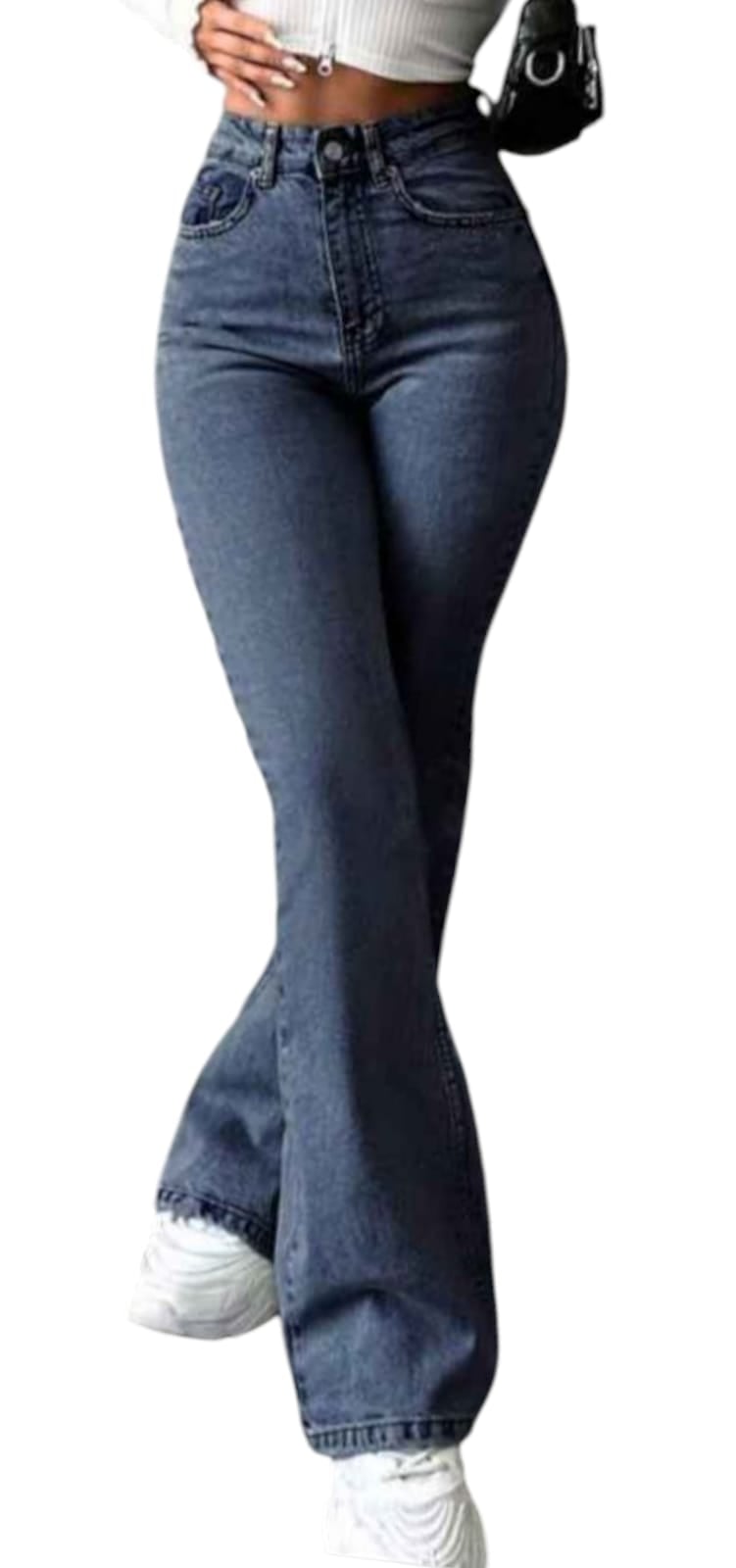 PANTALONES JEANS MODELO SIRENA CON UN BOTON PARA DAMA - 1