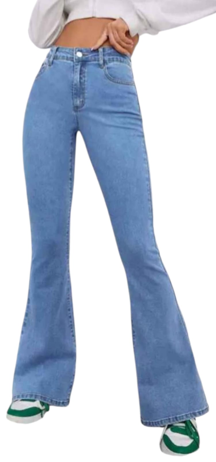 PANTALONES JEANS MODELO SIRENA CON UN BOTON PARA DAMA - 1