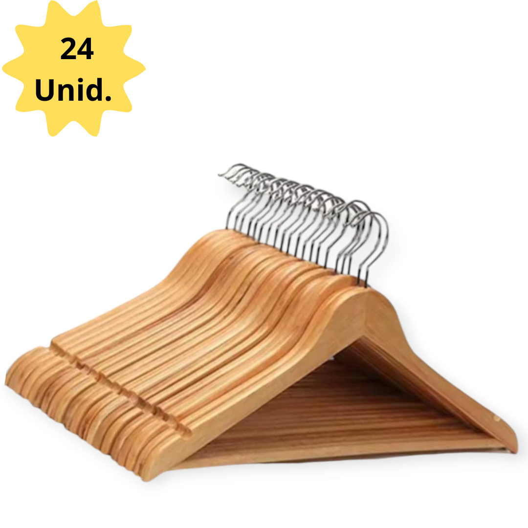 COLGADORES DE ROPA, PERCHAS DE MADERA PACK. DE 24 UND. - 1