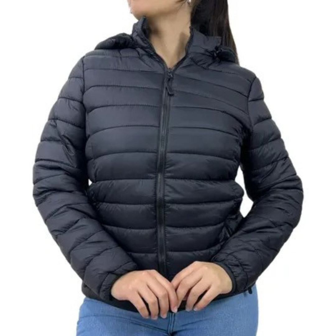 CASACA MUJER PUFFER SEMI-IMPERMEABLE ABRIGADOR PARA DAMA 
IDEAL PARA MOMENTOS DE FRIO. - 1