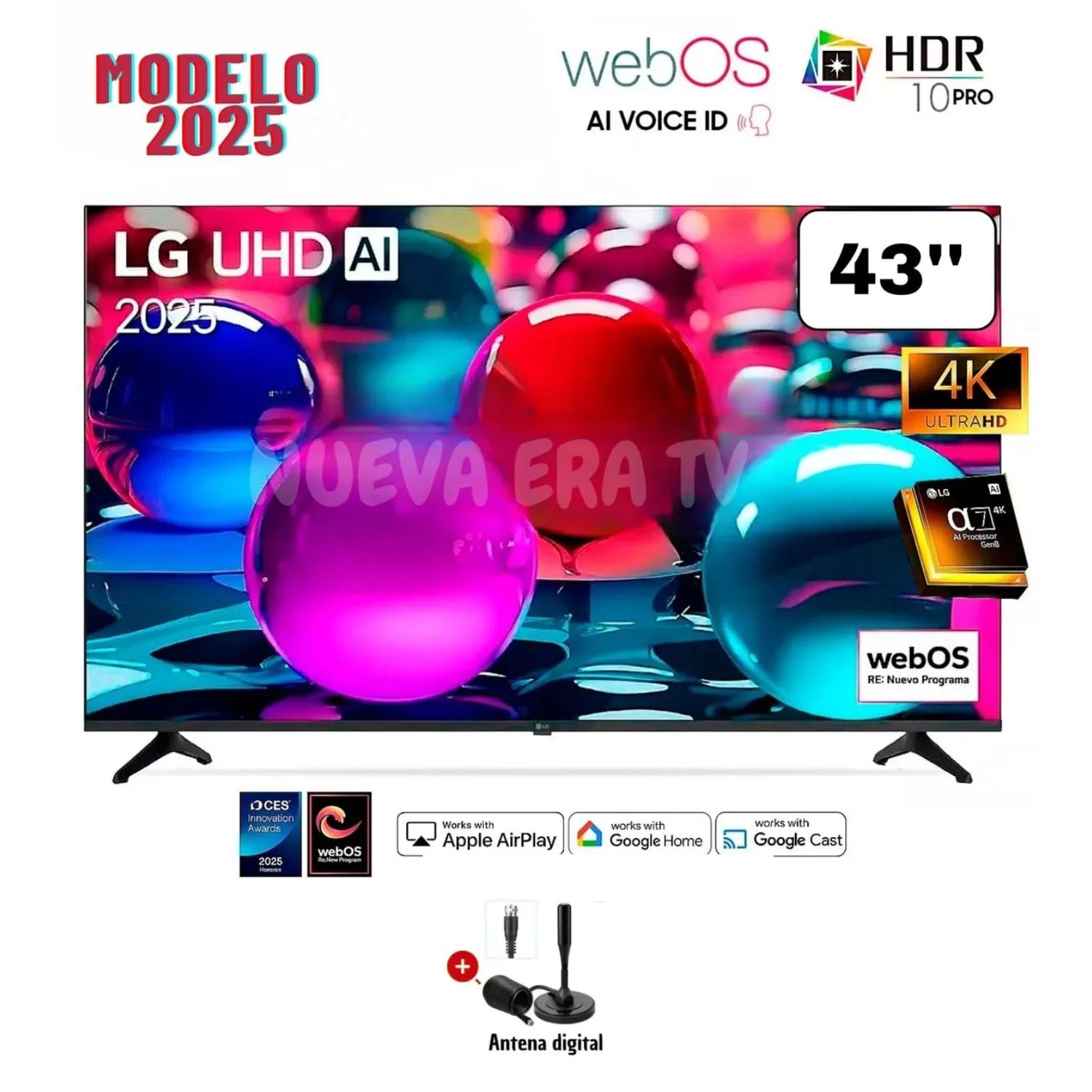TELEVISOR LG 43' 43UA7300PSB 4K UHD AI SMART TV  2025 +  ANTENA DIGITAL - 1