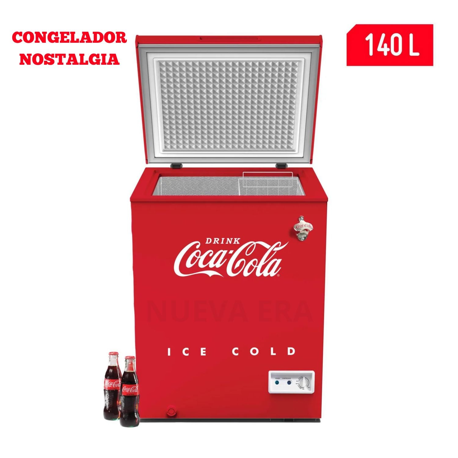 CONGELADORA NOSTALGIA 140L COCA COLA CKRFCF50CR ROJO - 1