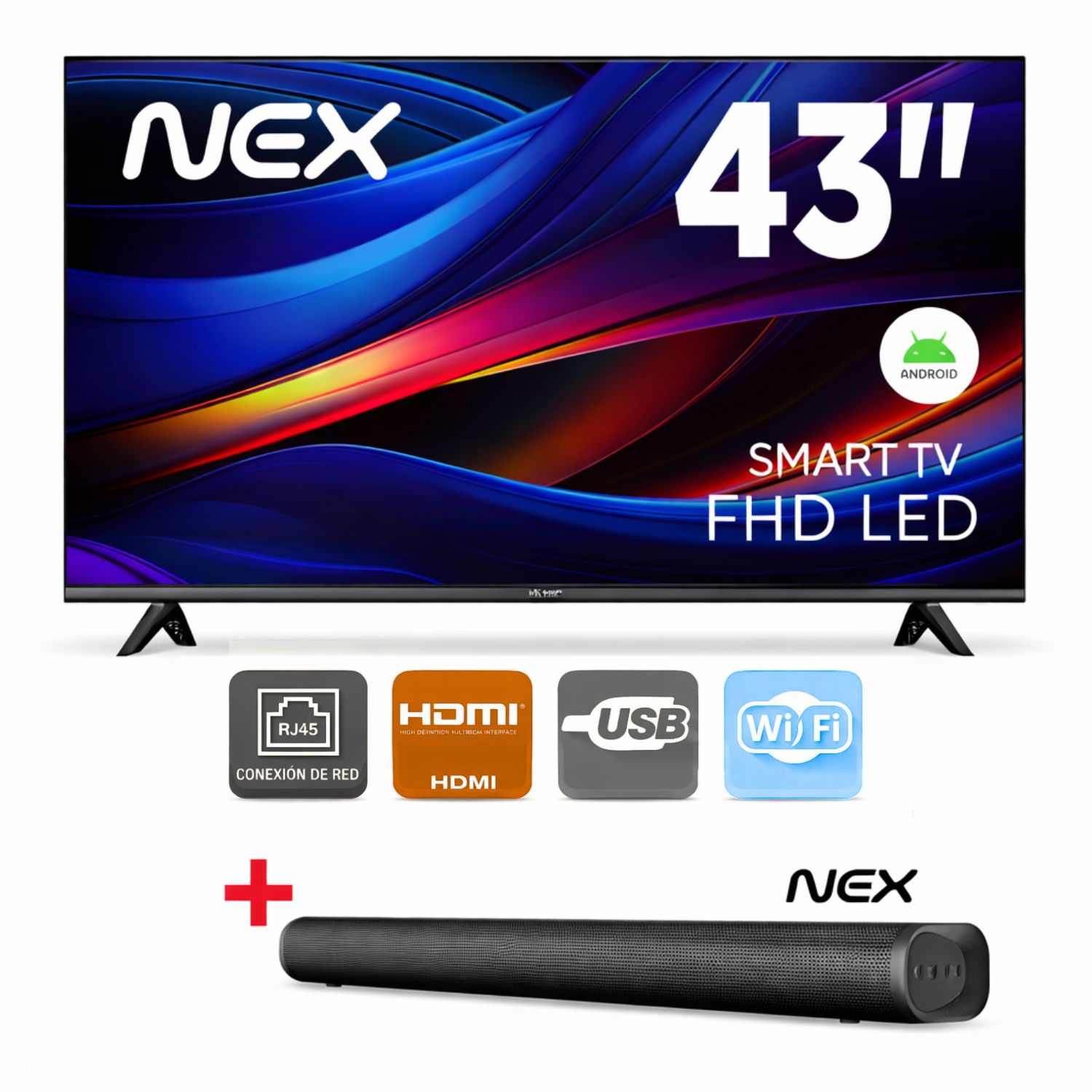 TELEVISOR LED 43 FULL TVLED43S HD SMART TV ANDROID + Soundbar Nex - 1