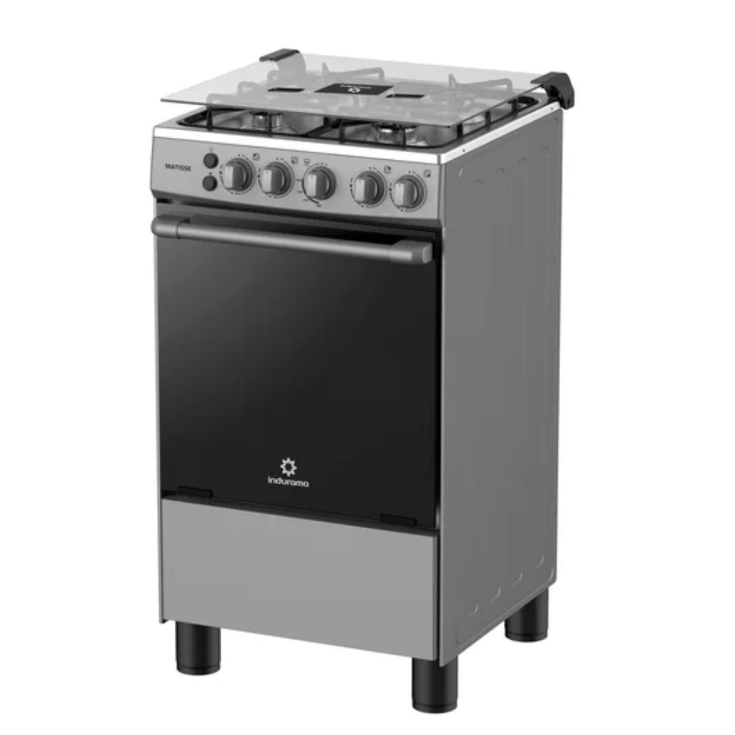 COCINA DE PIE A GAS INDURAMA MATISSE 4 HORNILLAS GRIS - 3