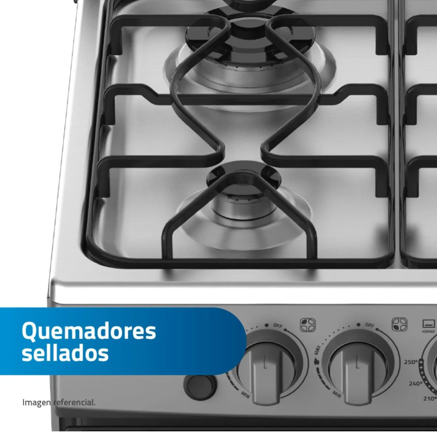 COCINA DE PIE A GAS INDURAMA MATISSE 4 HORNILLAS GRIS - 5