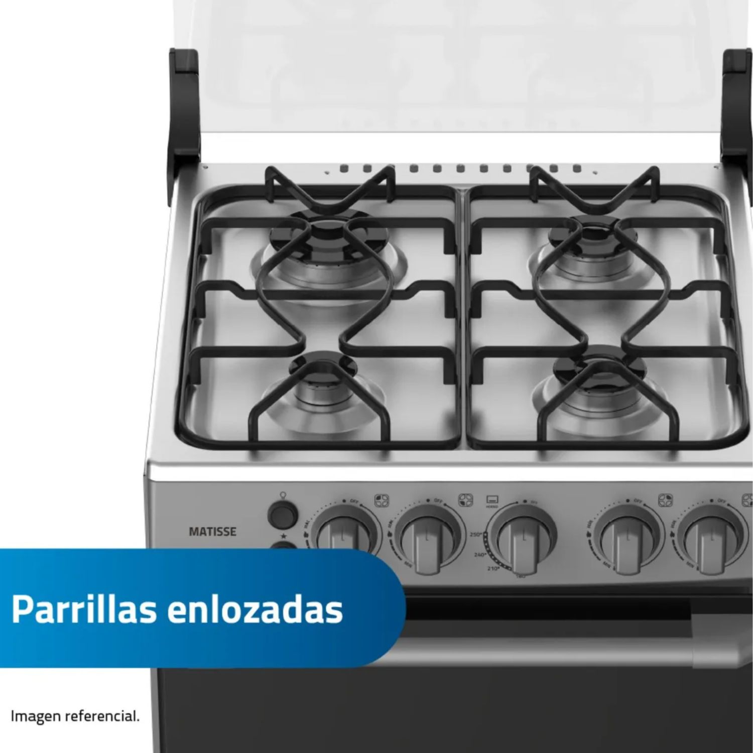 COCINA DE PIE A GAS INDURAMA MATISSE 4 HORNILLAS GRIS - 6