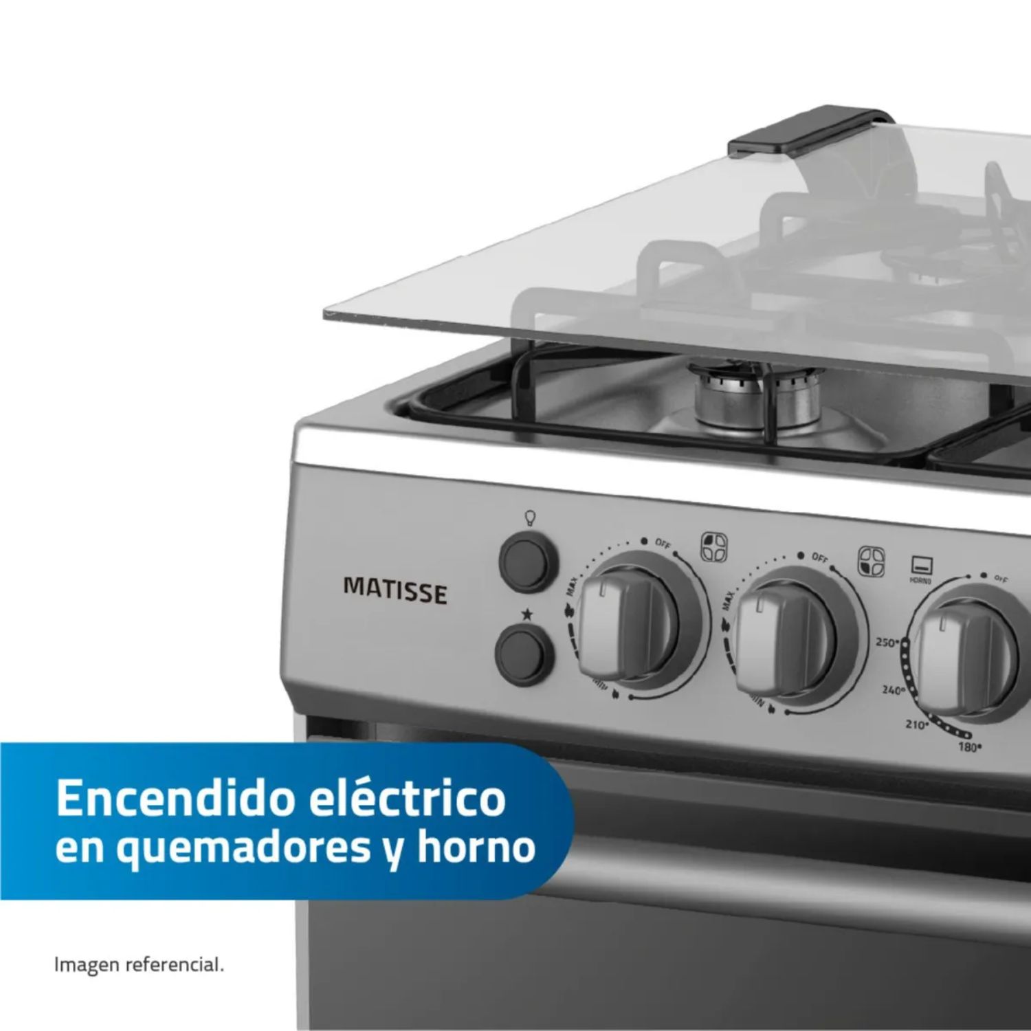 COCINA DE PIE A GAS INDURAMA MATISSE 4 HORNILLAS GRIS - 7