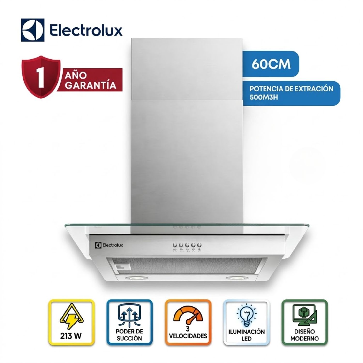 CAMPANA DECORATIVA ELECTROLUX CE6VX 60 CM - 1