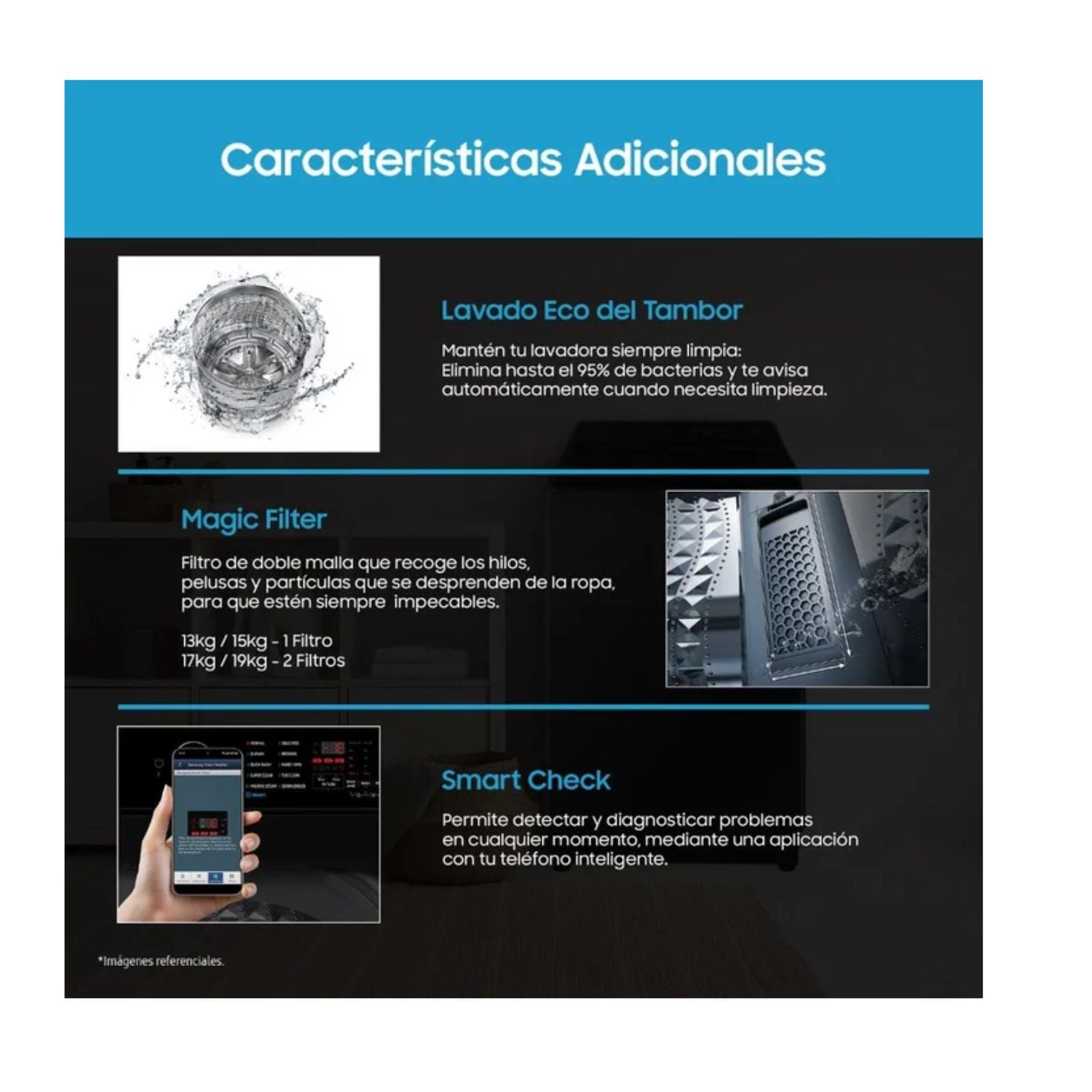 LAVADORA SAMSUNG 13KG ECOBUBBLE WA40F13E4CPE GRIS GRAFITO - 2