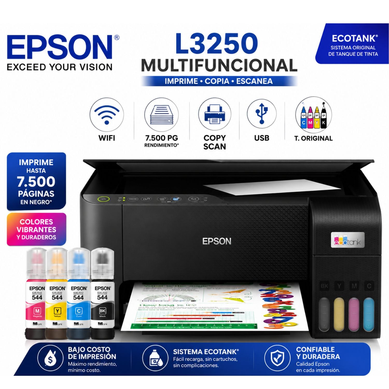 IMPRESORA MULTIFUNCIONAL EPSON ECOTANK L3250 WIFI - 1
