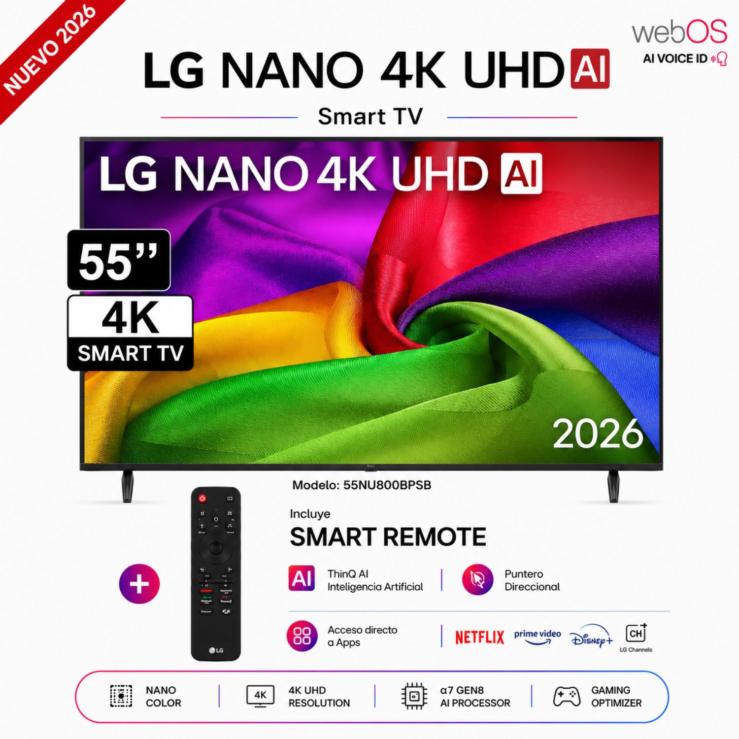 TELEVISOR SMART TV LG 4K ULTRA HD 55” 55NU800BPSB - 1