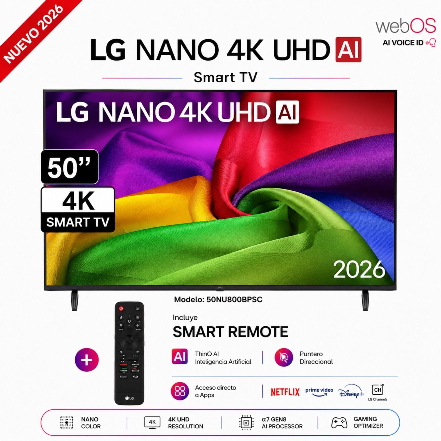 TELEVISOR LG 50 PULGADAS 4K ULTRA HD WEBOS 50NU800BPSC - 1
