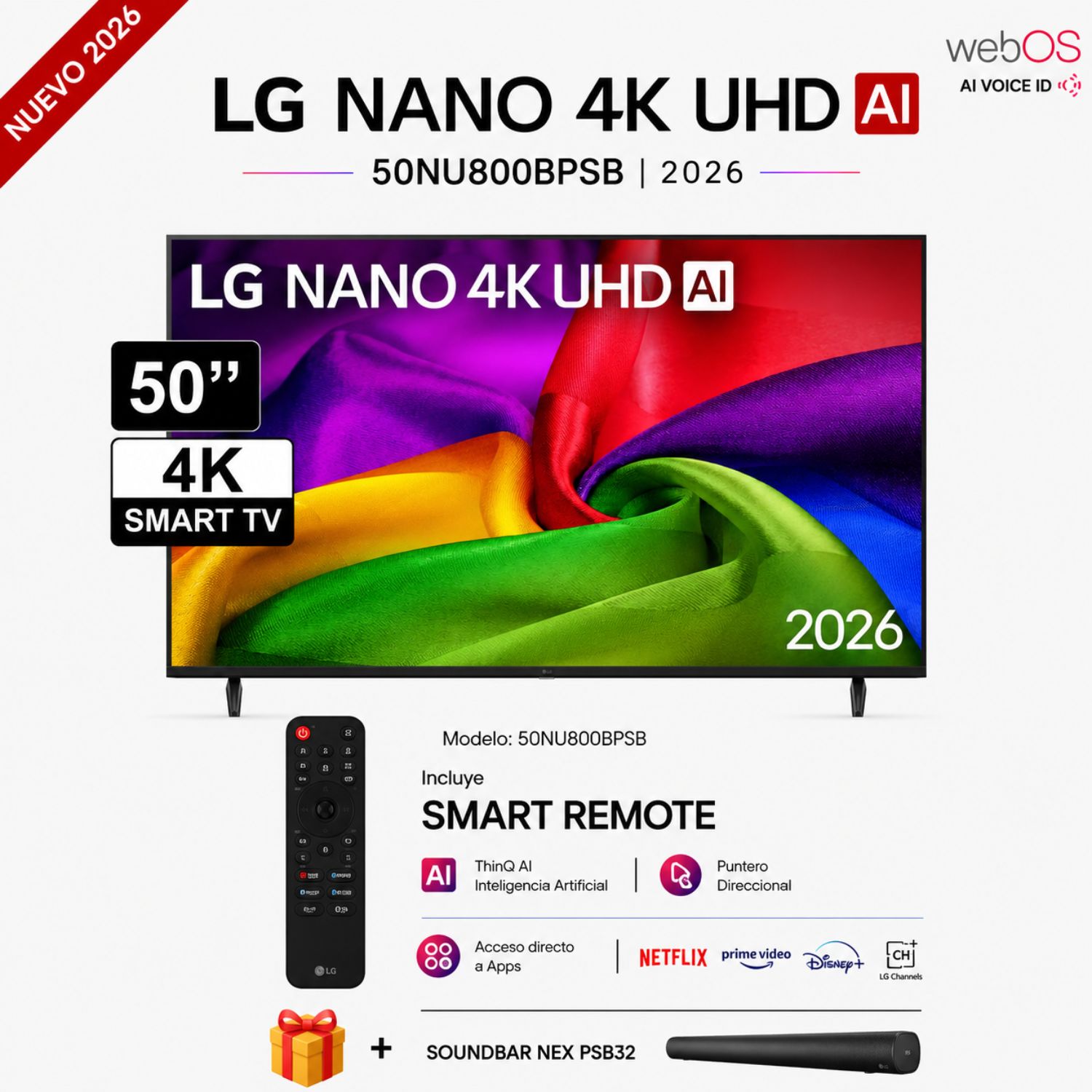 TELEVISOR LG 50 PULGADAS 4K ULTRA HD WEBOS 50NU800BPSC + SOUNDBAR NEX - 1