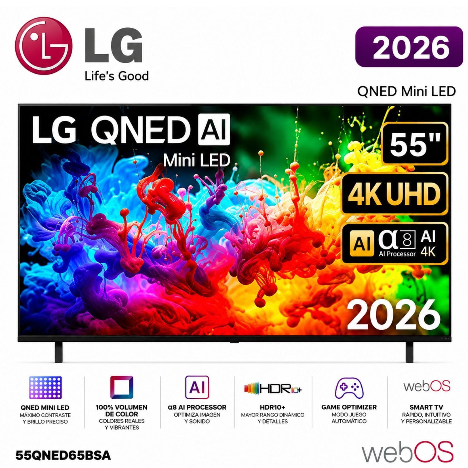 TELEVISOR LG QNED 55 UHD 4K THINQ AI 55QNED65BSA - 1