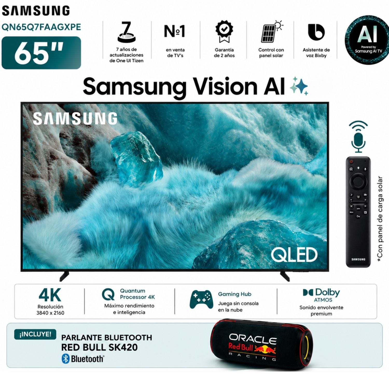 TELEVISOR SAMSUNG SMART TV 65 QLED 4K UHD QN65Q7FAAGXPE + PARLANTE - 1
