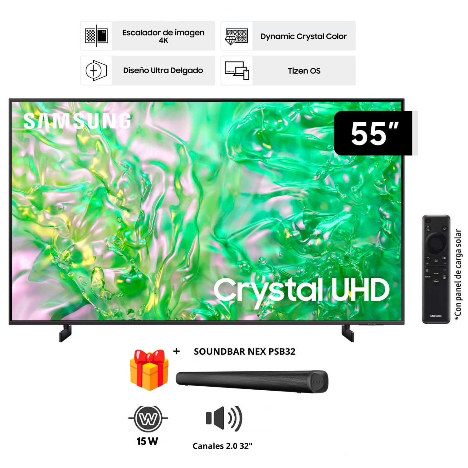 TELEVISOR SAMSUNG 55 UN55DU8000G CRYSTAL UHD 4K + SOUNDBAR NEX - 1