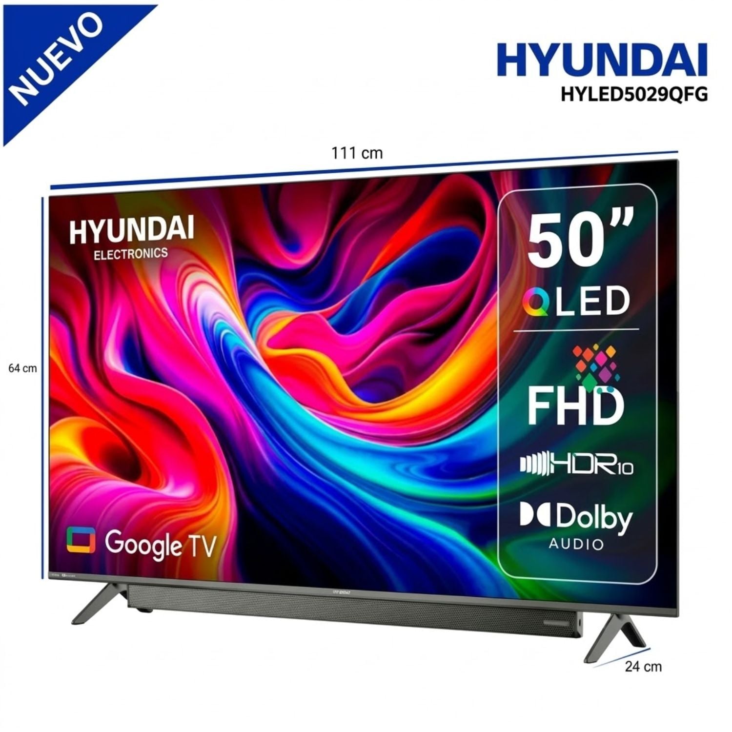 TELEVISOR HYUNDAI QLED 50 HYLED5029QF SMART TV GOOGLE TV FULL HD 2025 - 3
