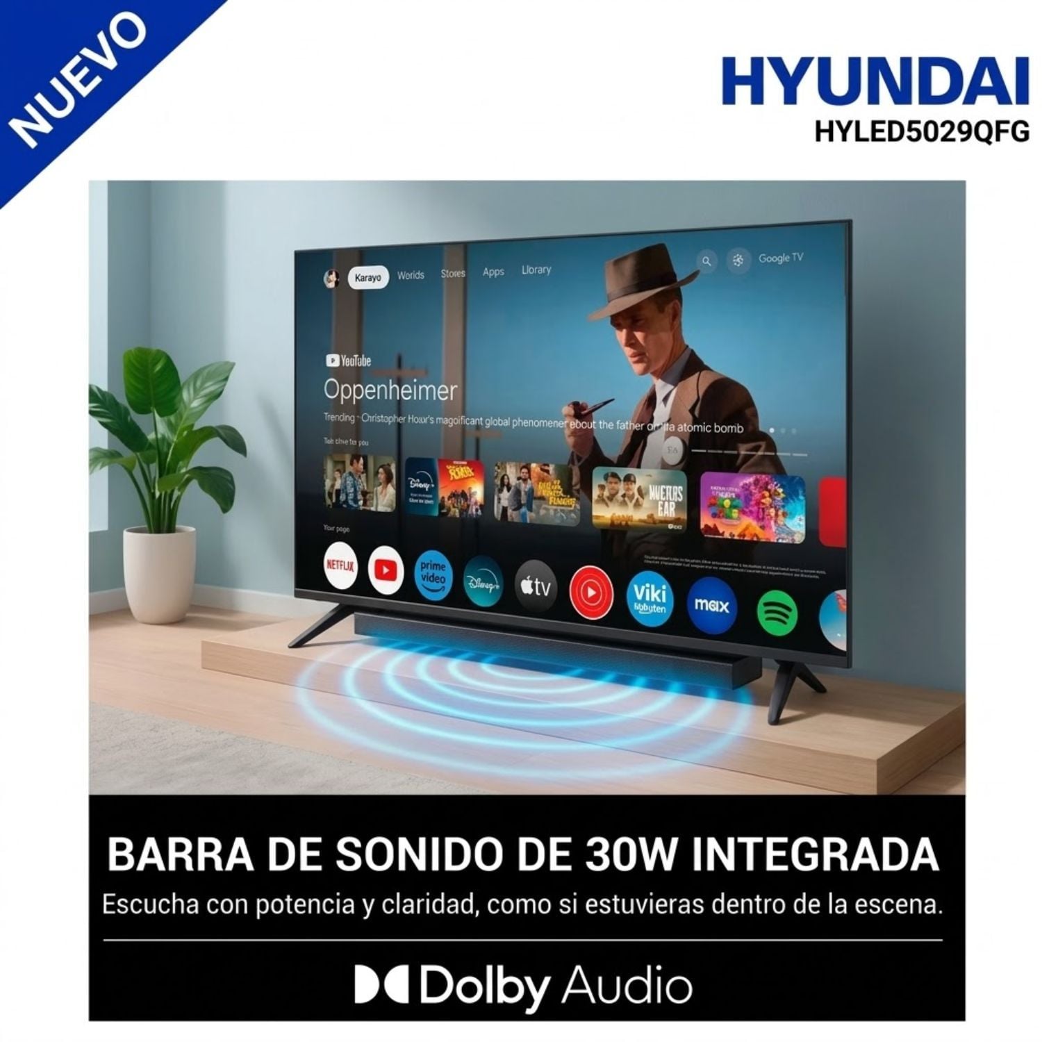TELEVISOR HYUNDAI QLED 50 HYLED5029QF SMART TV GOOGLE TV FULL HD 2025 - 4