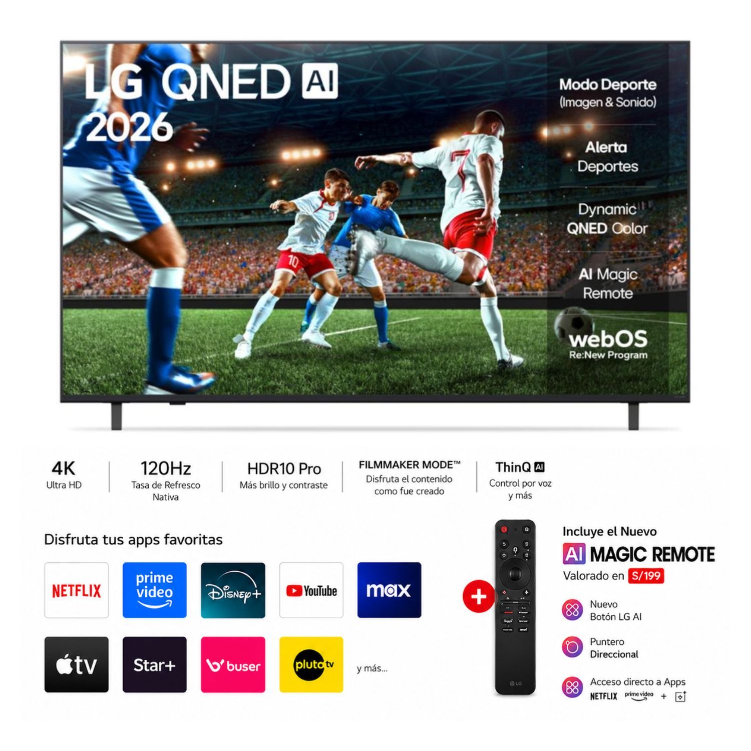 LG QNED 50 4K UHD SMART TV CON AI MODELO 50QNED73ASA 2026 - 1