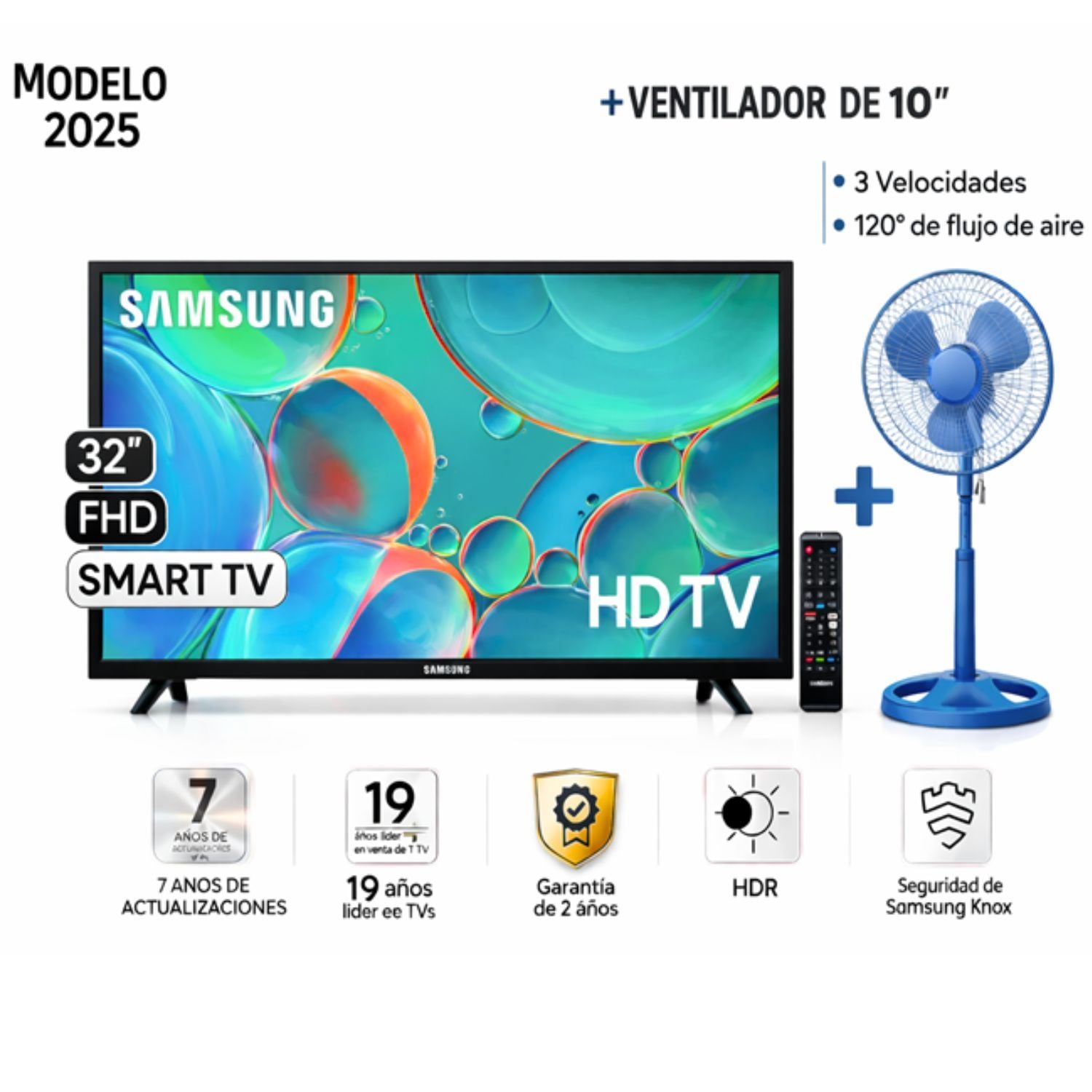 TELEVISOR SAMSUNG 32 FHD SMART TV SAMSUNG UN32H5000FG + VENTILADOR - 1