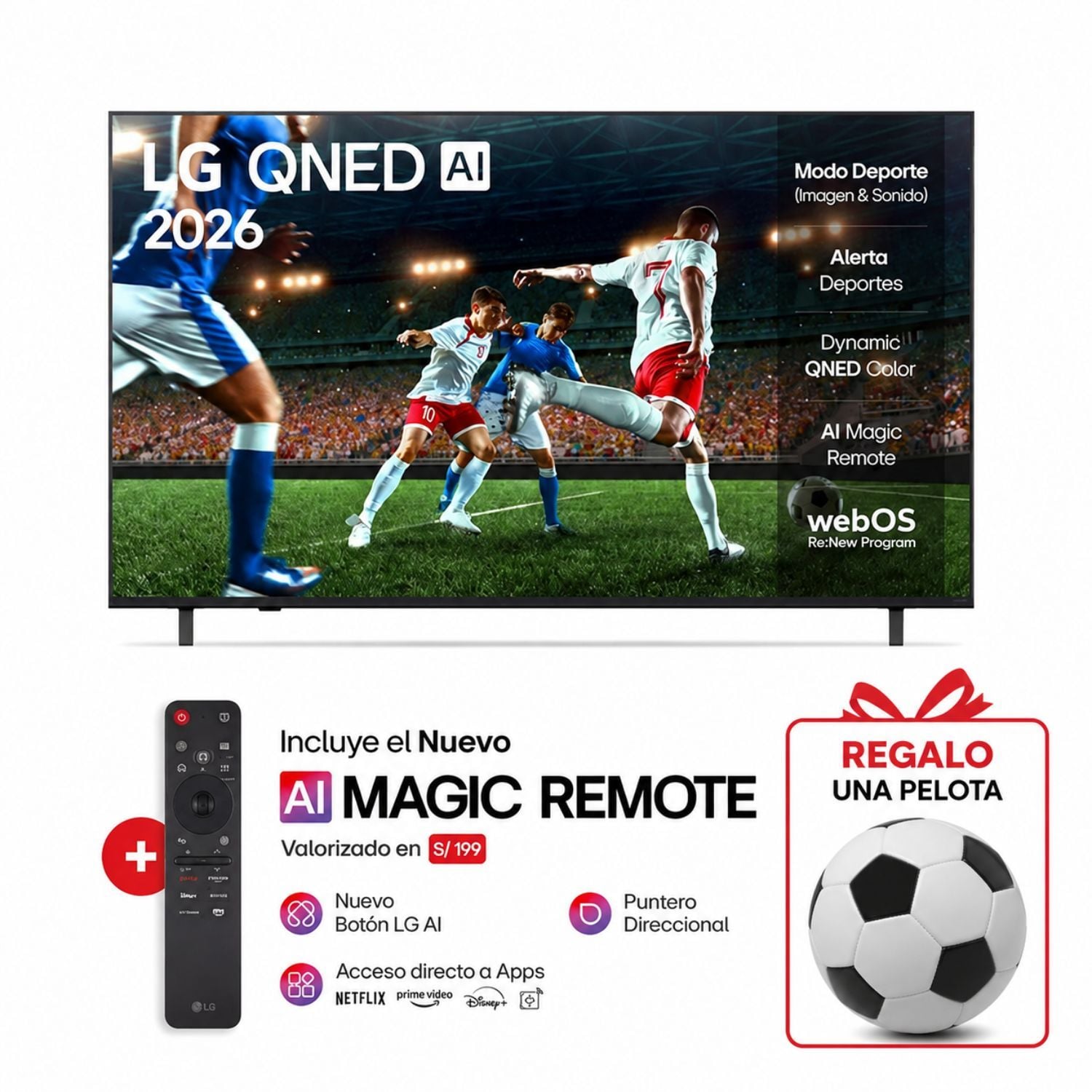 LG QNED AI 50 4K SMART TV 50QNED73ASA + PELOTA DE REGALO - 1