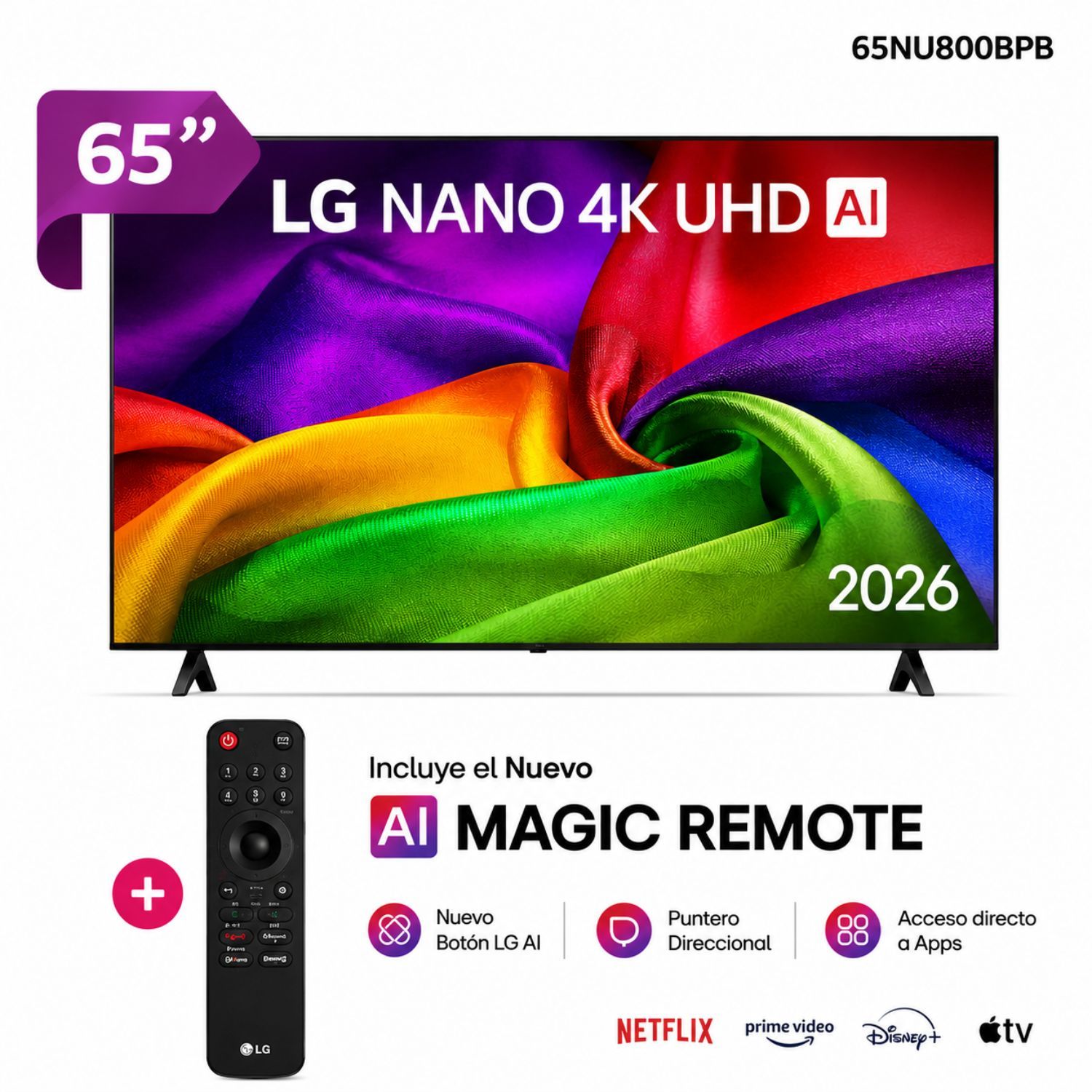 TELEVISOR LG 65' NANO 4K UHD AI SMART TV 2026 65NU800BPSB - 1