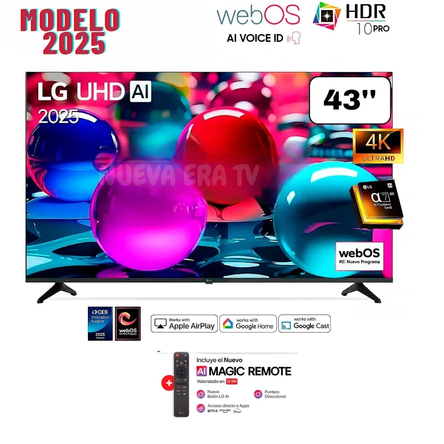 TELEVISOR LG 43' 43UA7300PSB 4K UHD AI SMART TV  + CONTROL MAGIC 2025 - 1