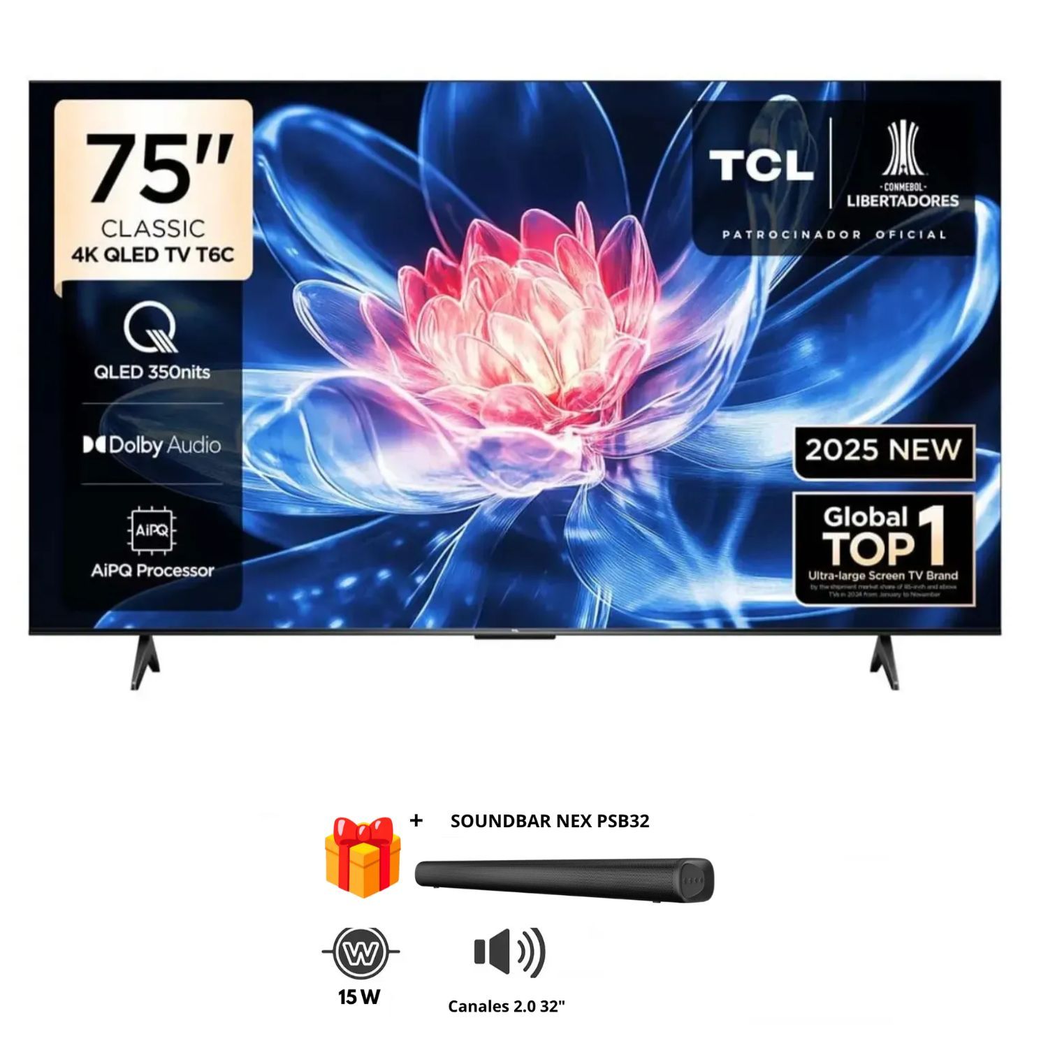 TELEVISOR TCL QLED 75 75T6C UHD 4K SMART TV + SOUNDBAR NEX - 1