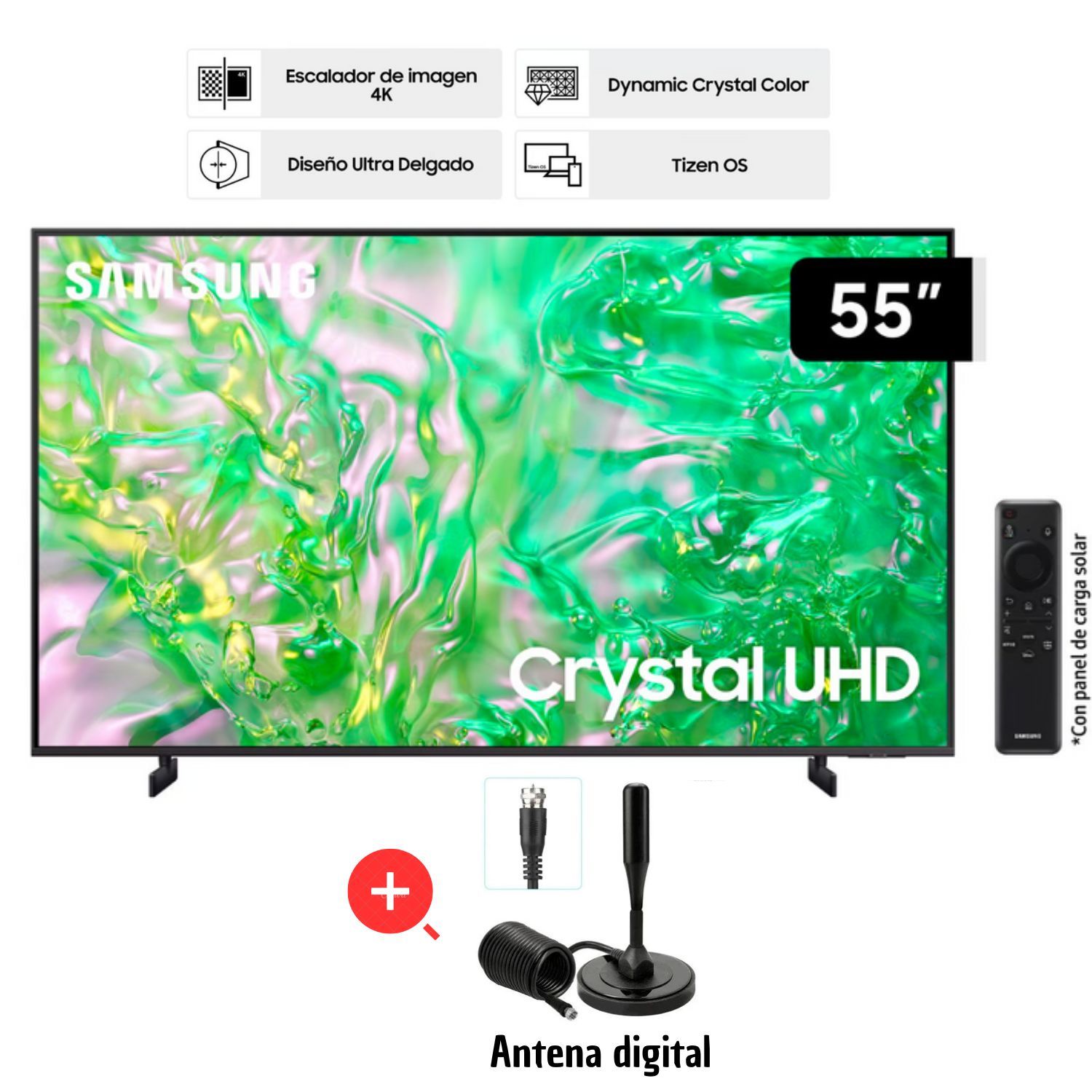 TELEVISOR SAMSUNG 55 UN55DU8000GXPE CRYSTAL UHD 4K TIZEN OS SMART TV + ANTENA DIGITAL - 1